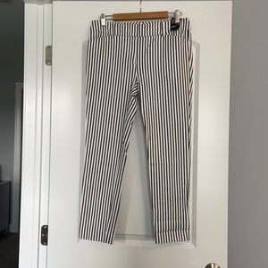 Black and white striped ankle pants